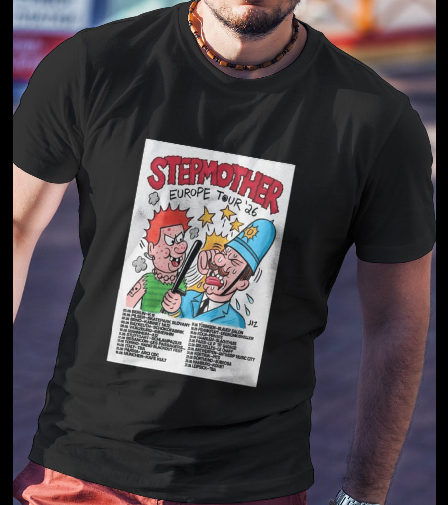Stepmother Europe Tour 2026 Cartoon Punk Rock Dates And Locations T-Shirt