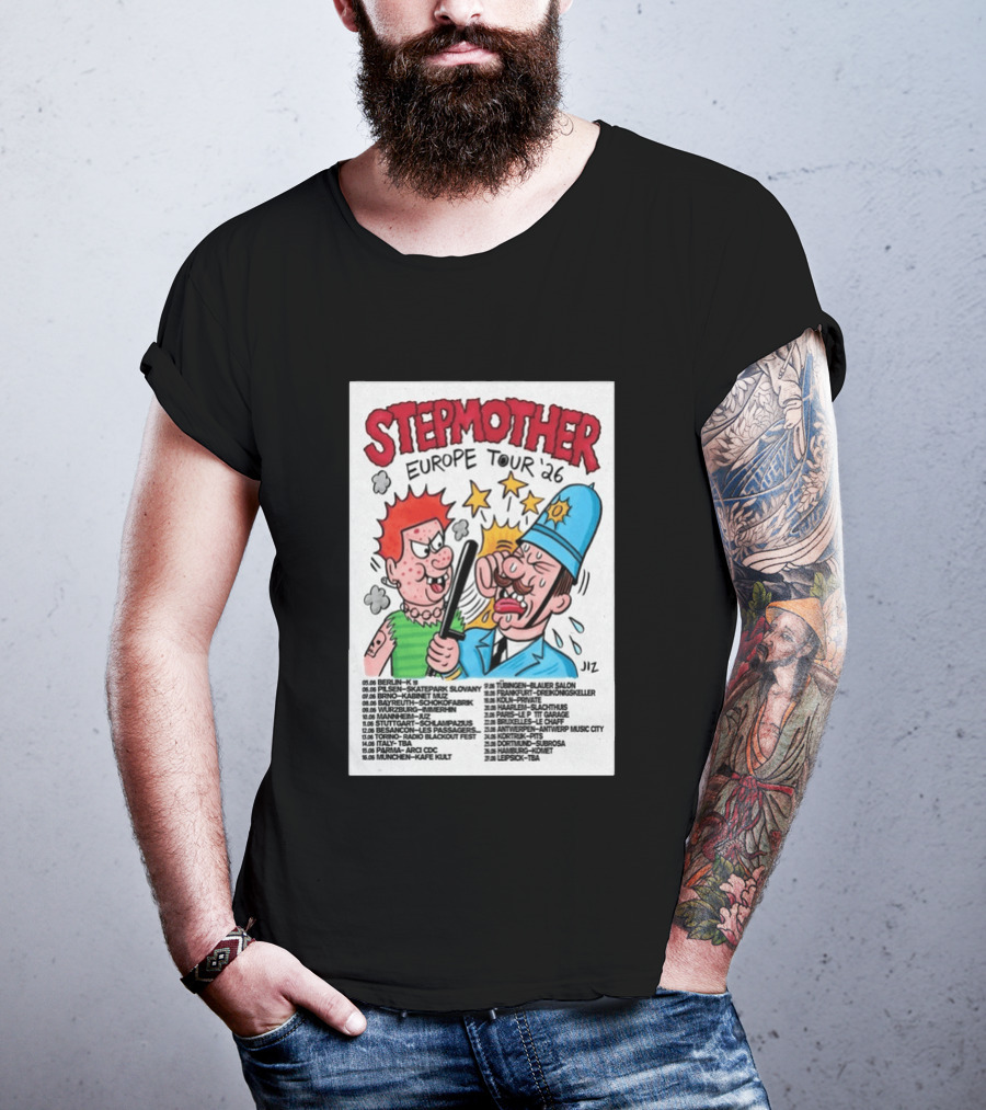 Stepmother Europe Tour 2026 Cartoon Punk Rock Dates And Locations T-Shirt
