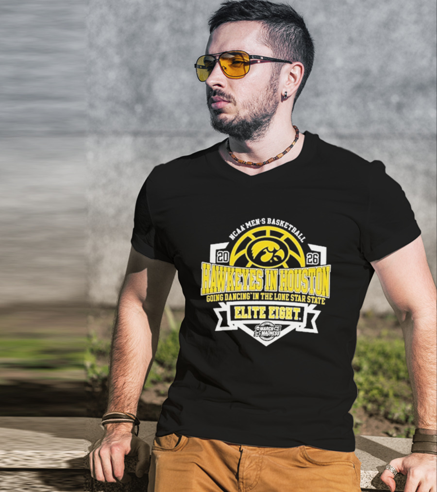 NCAA Men's Basketball Iowa Hawkeyes Elite Eight 2026 Houston Going Dancing In The Lone Star State T-Shirt
