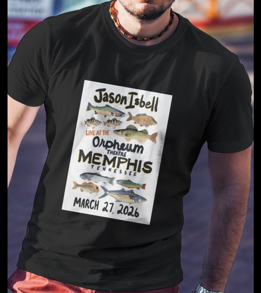 Jason Isbell Live At The Orpheum Theatre Memphis Tennessee March 27 2026 Fish Illustrations T-Shirt