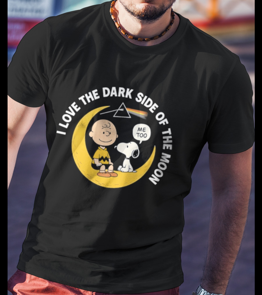 Peanuts I Love The Dark Side Of The Moon Charlie Brown Snoopy Woodstock Moon Prism T-Shirt