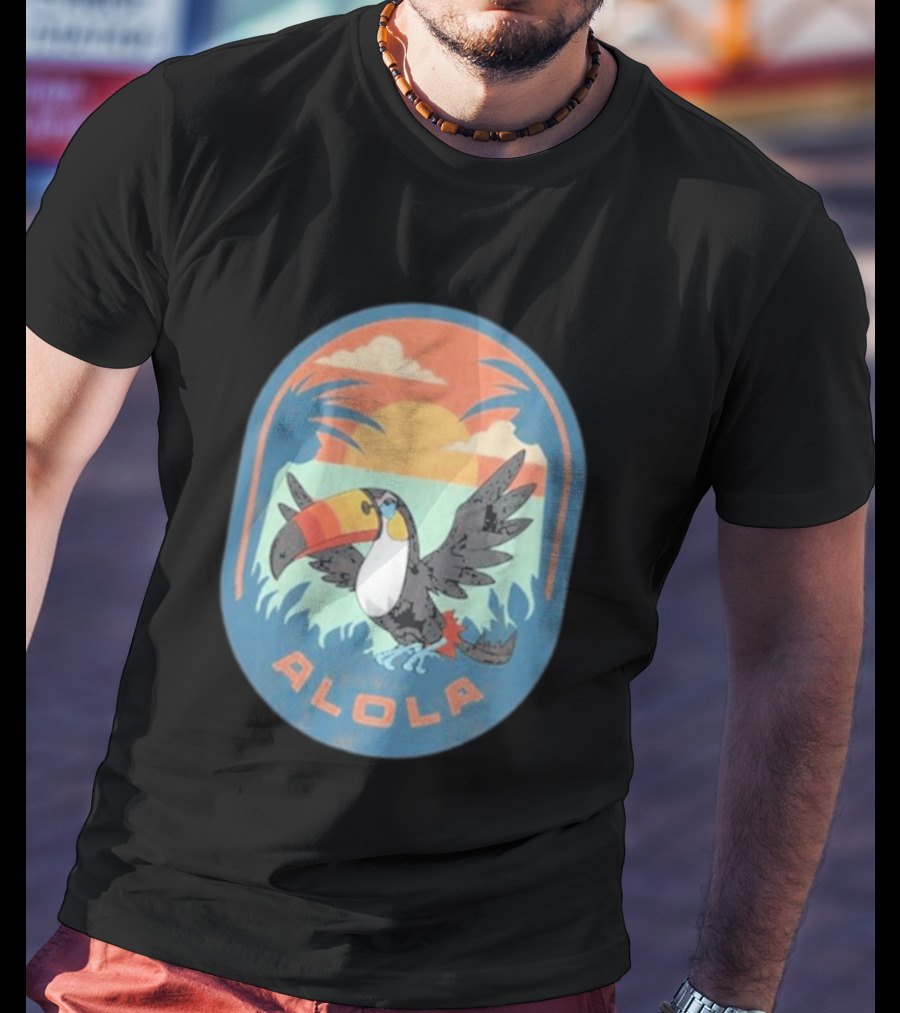 Alola Pokémon Toucan Tropical Sunset Scene T-Shirt