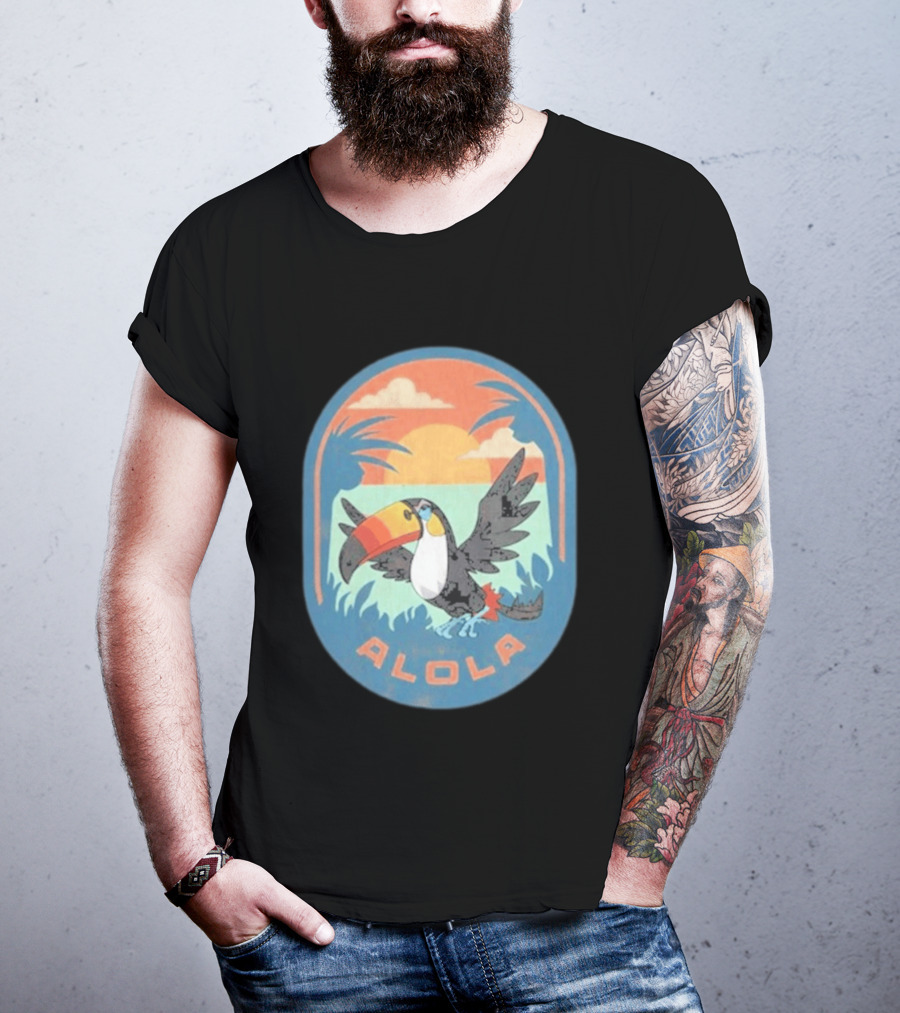 Alola Pokémon Toucan Tropical Sunset Scene T-Shirt