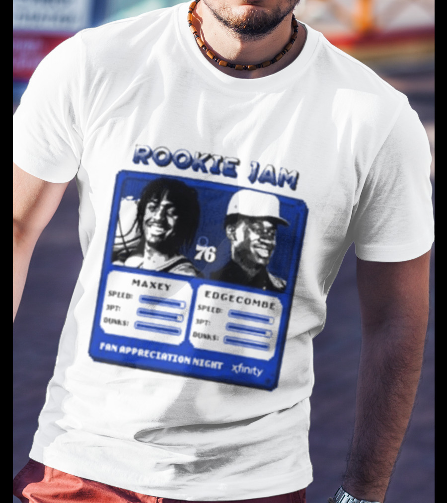Rookie Jam Philadelphia 76ers Maxey Edgecombe Stats Display T-Shirt