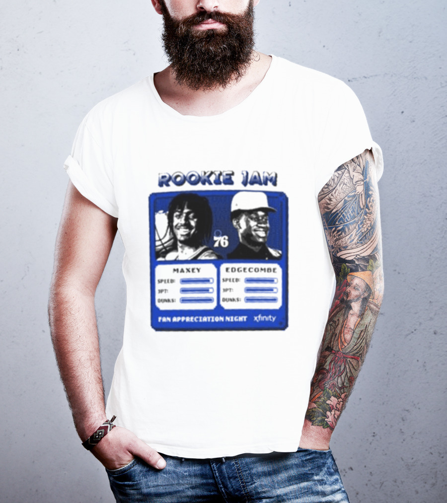 Rookie Jam Philadelphia 76ers Maxey Edgecombe Stats Display T-Shirt