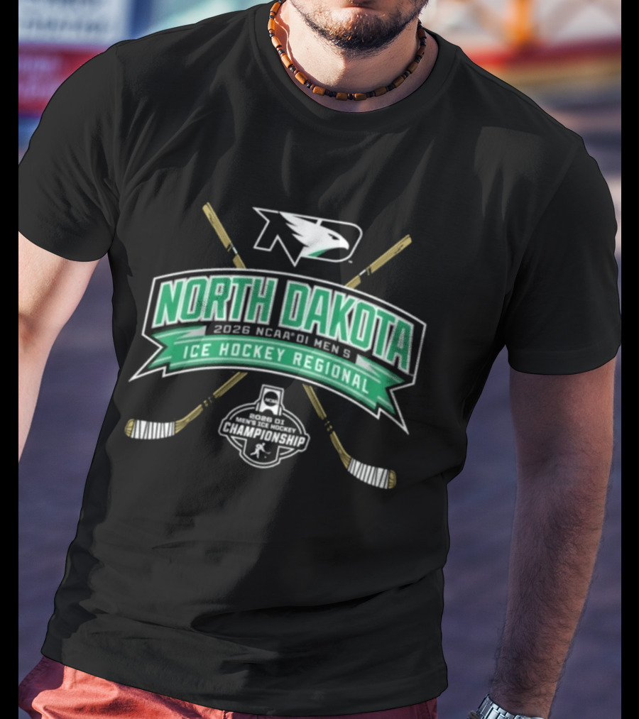 North Dakota 2026 NCAA DI Men's Ice Hockey Regional Fighting Hawks T-Shirt