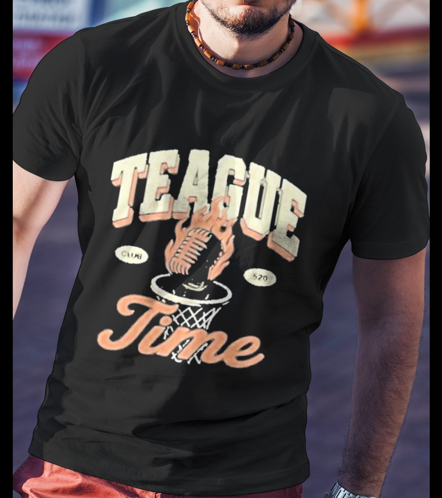 Teague Time Basketball Flaming Ball Hoop Club 520 T-Shirt
