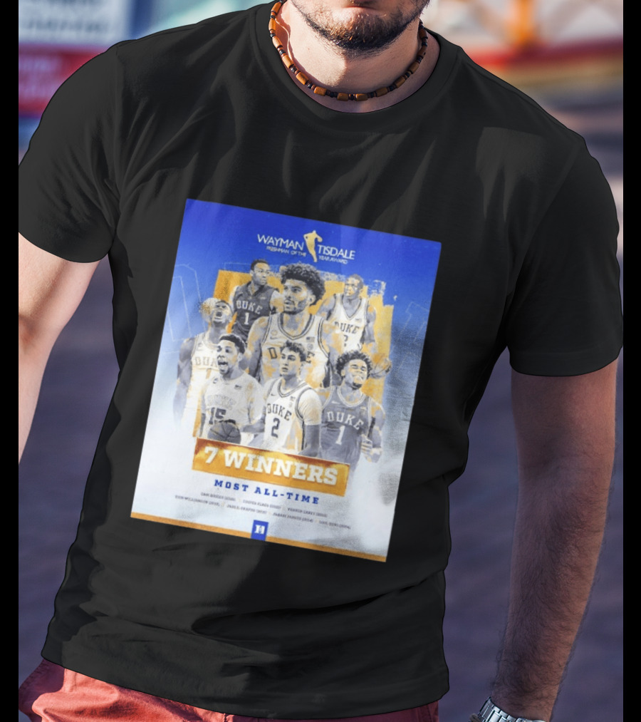 Wayman Tisdale Freshman Of The Year Award Duke Blue Devils 7 Winners Most All Time T-Shirt