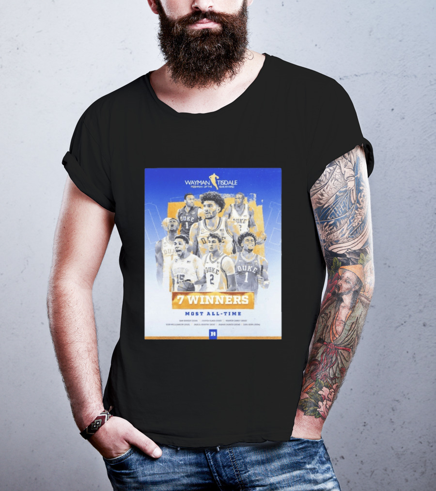 Wayman Tisdale Freshman Of The Year Award Duke Blue Devils 7 Winners Most All Time T-Shirt