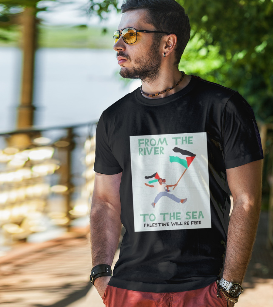From The River To The Sea Palestine Will Be Free Flag Person Holding Child T-Shirt