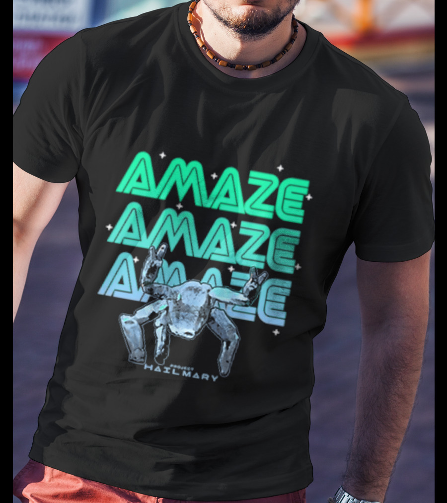 Amaze Amaze Amaze Project Hail Mary Rocky Alien Neon T-Shirt