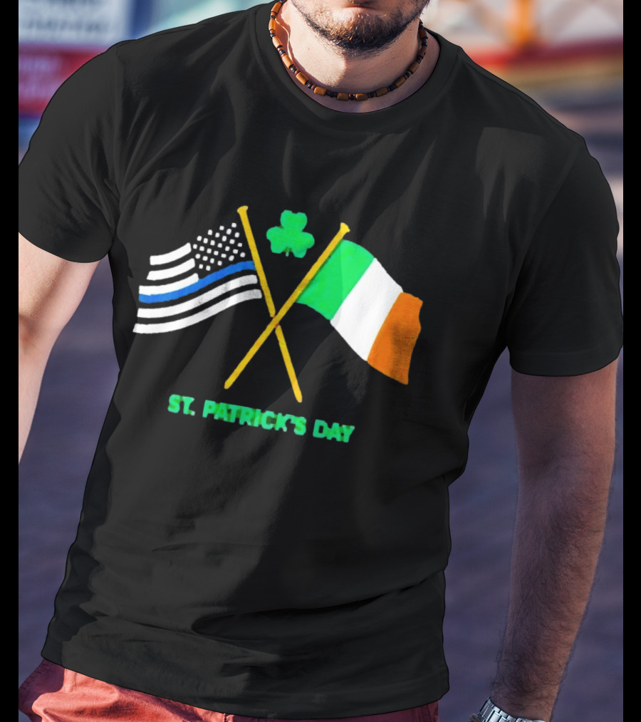 St. Patrick's Day American And Irish Flag Shamrock Celebration T-Shirt
