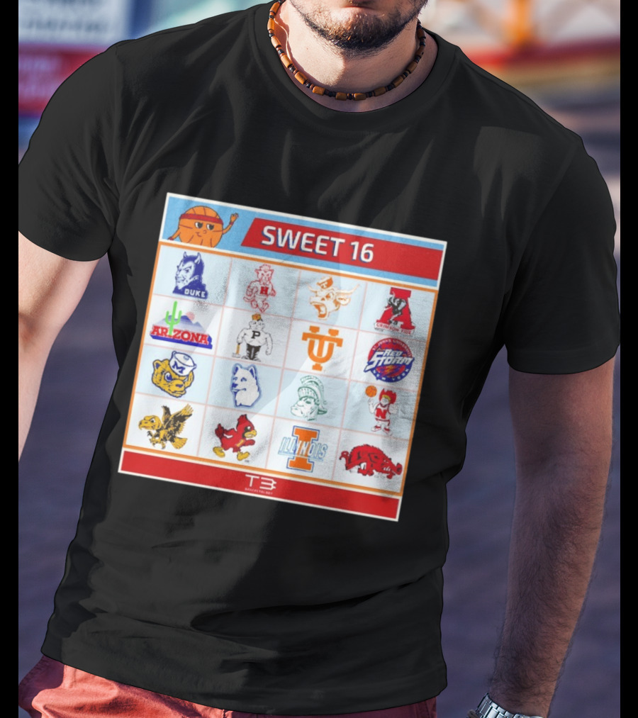 Sweet 16 NCAA Tournament 2026 Throwback Teams Duke Arizona Illinois T-Shirt