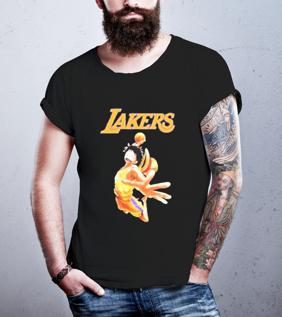 One Piece Luffy Basketball Lakers Crossover Collaboration T-Shirt