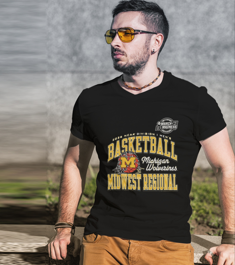 2026 NCAA Division I Men's Basketball Michigan Wolverines Midwest Regional T-Shirt