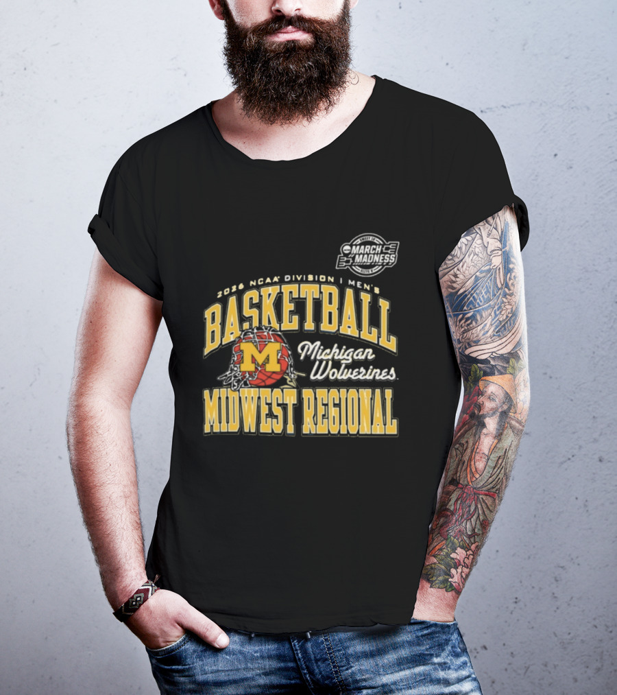 2026 NCAA Division I Men's Basketball Michigan Wolverines Midwest Regional T-Shirt