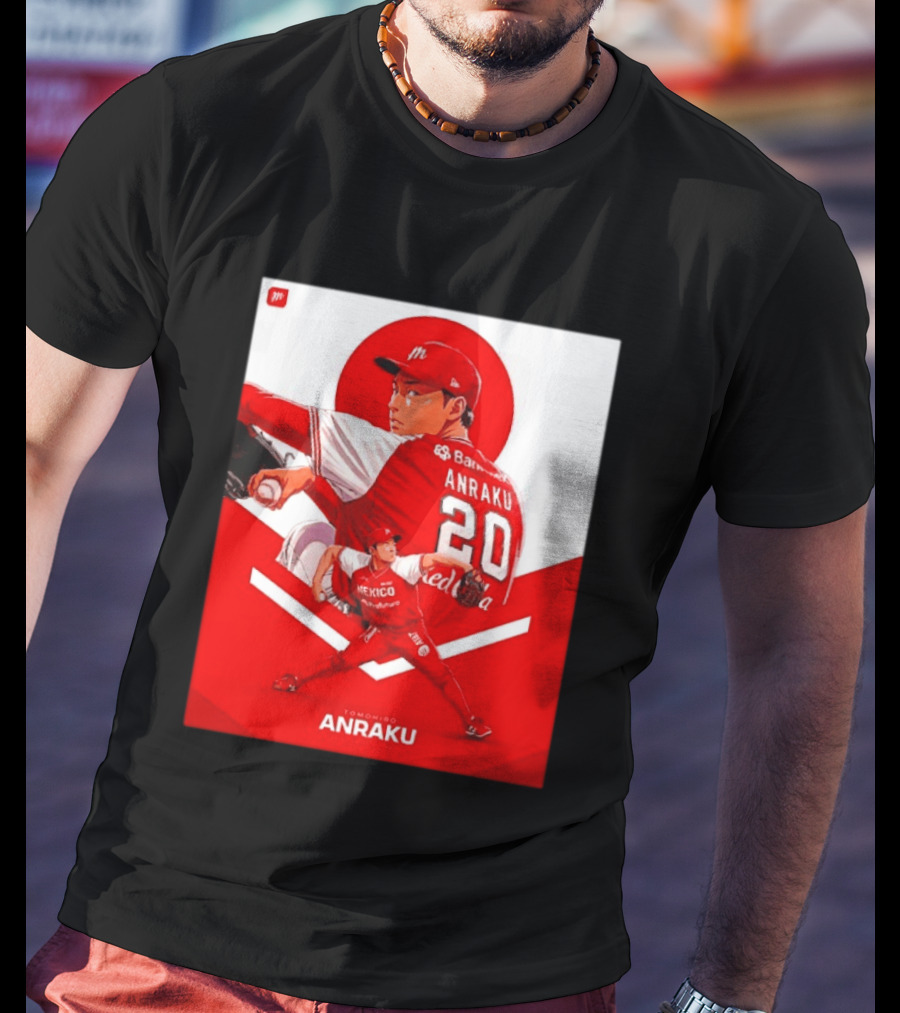 Tomohiro Anraku Diablos Rojos México Baseball Pitcher 20 Red Uniform T-Shirt