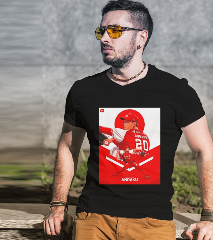 Tomohiro Anraku Diablos Rojos México Baseball Pitcher 20 Red Uniform T-Shirt