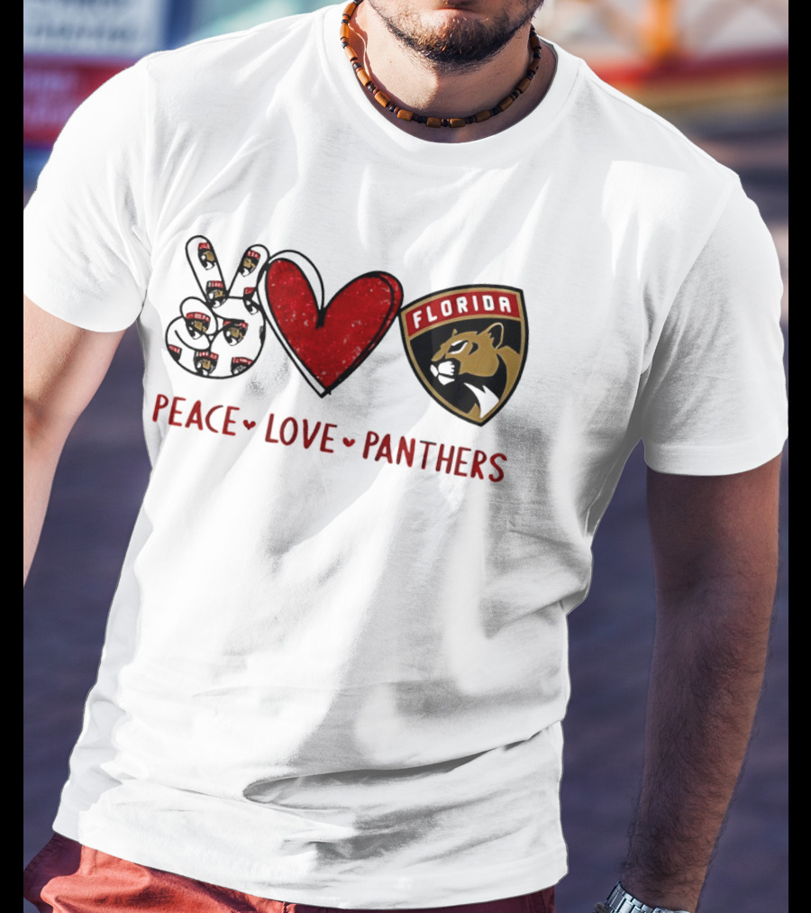Peace Heart Florida Panthers NHL Fan Gear T-Shirt