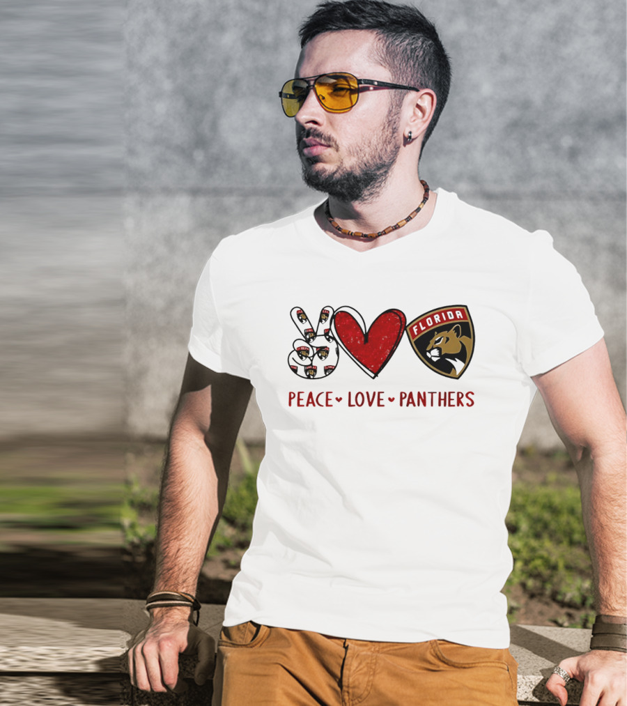Peace Heart Florida Panthers NHL Fan Gear T-Shirt