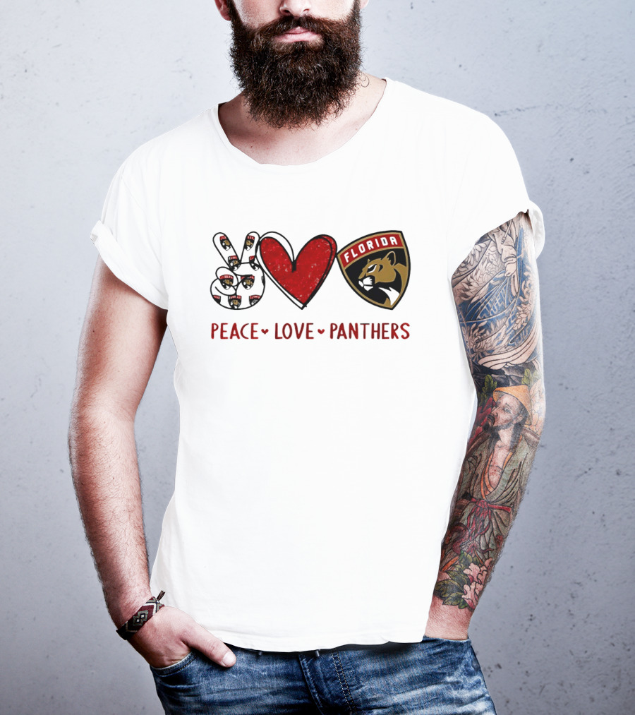 Peace Heart Florida Panthers NHL Fan Gear T-Shirt