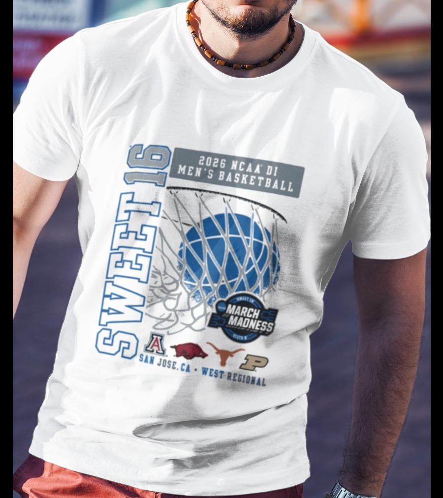 Sweet 16 March Madness 2026 NCAA DI Men's Basketball Tournament San Jose CA West Regional T-Shirt