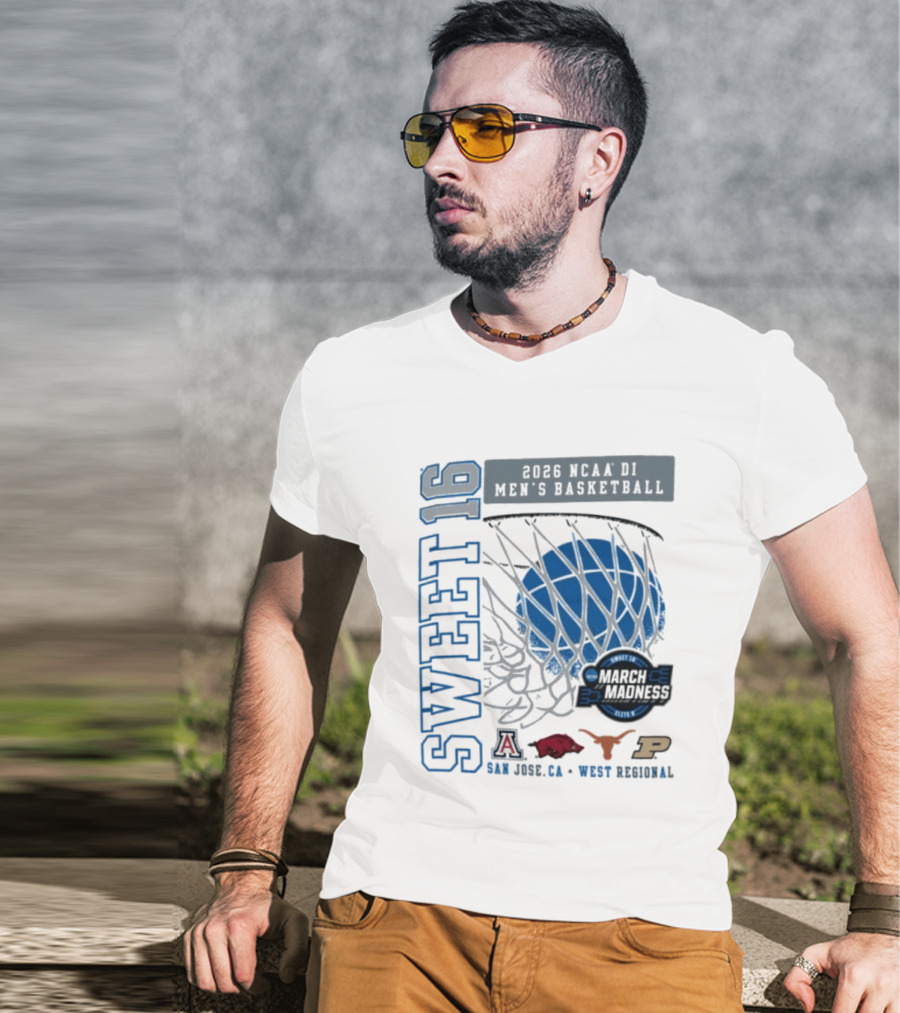 Sweet 16 March Madness 2026 NCAA DI Men's Basketball Tournament San Jose CA West Regional T-Shirt