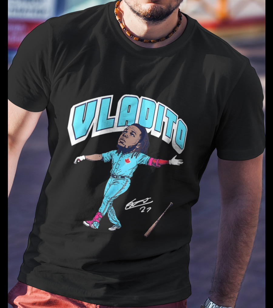 Vladito Vladimir Guerrero Jr. Toronto Blue Jays Caricature Baseball Card 27 T-Shirt