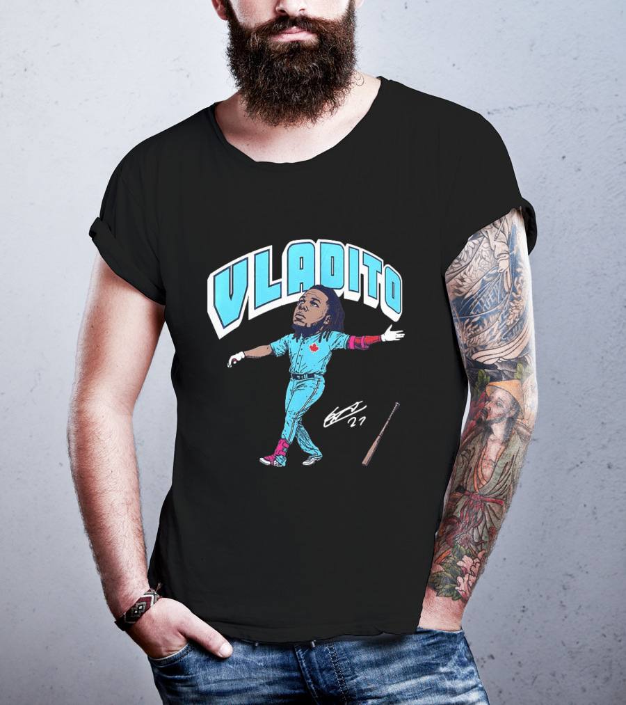 Vladito Vladimir Guerrero Jr. Toronto Blue Jays Caricature Baseball Card 27 T-Shirt