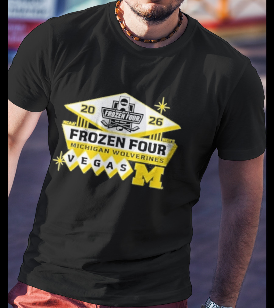 2026 NCAA Men's Ice Hockey Frozen Four Michigan Wolverines Vegas T-Shirt