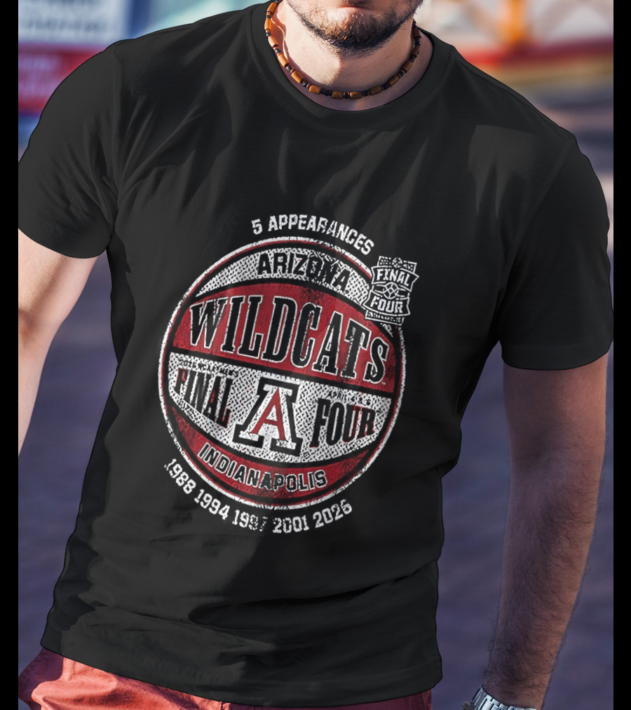 Arizona Wildcats NCAA Basketball Final Four 2026 Indianapolis 5 Appearances T-Shirt