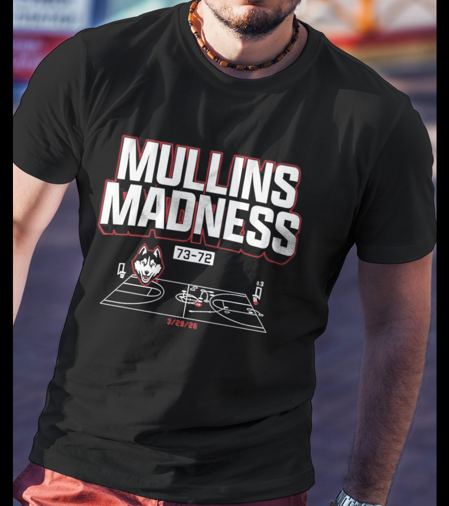 Mullins Madness UConn Huskies 73 72 Basketball Diagram T-Shirt