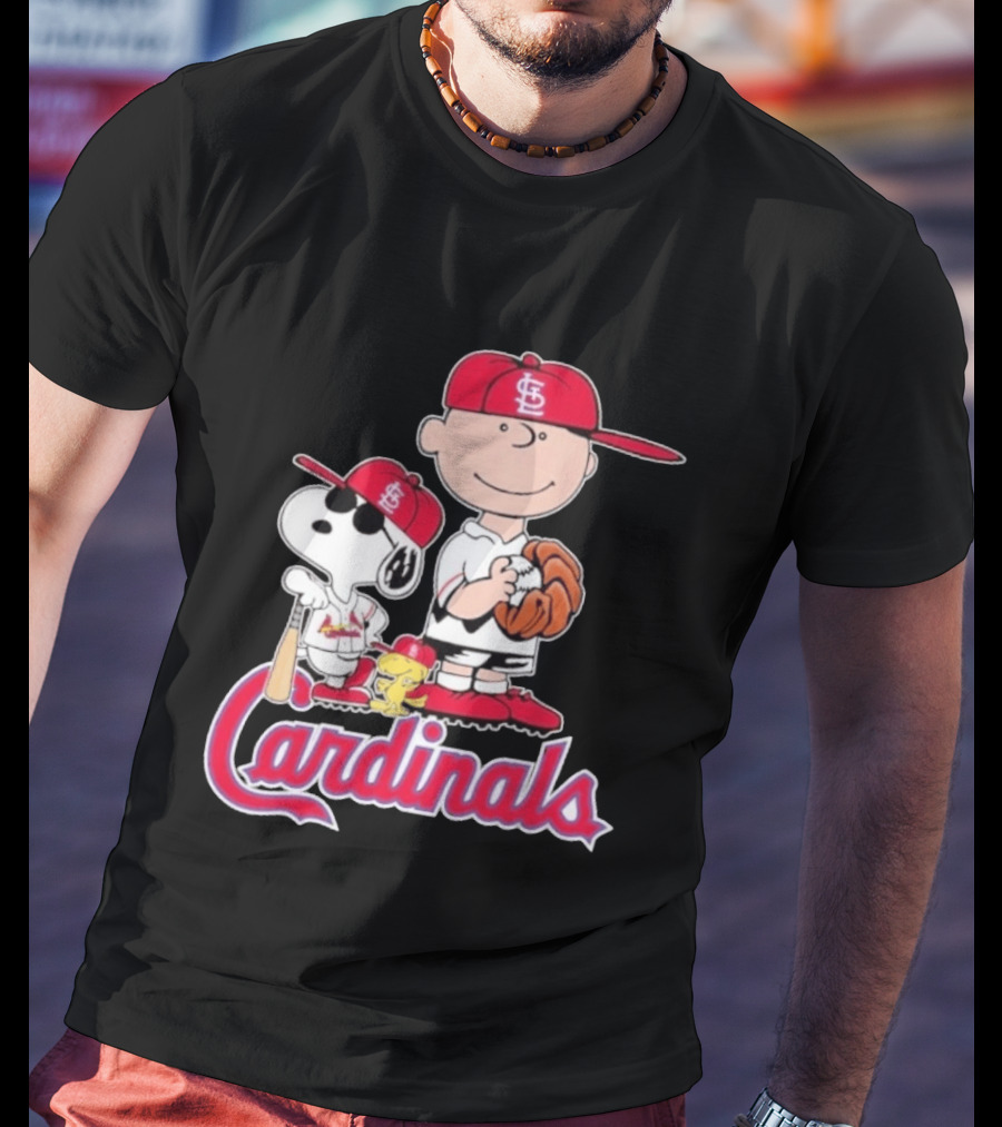 St. Louis Cardinals Peanuts Snoopy Charlie Brown Woodstock Baseball T-Shirt