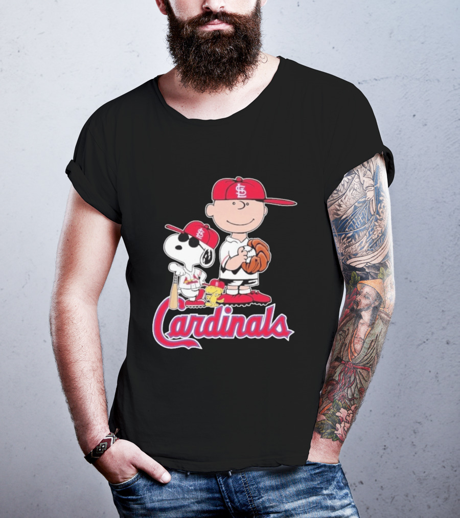 St. Louis Cardinals Peanuts Snoopy Charlie Brown Woodstock Baseball T-Shirt
