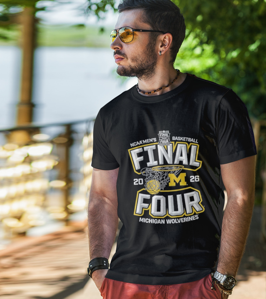 Michigan Wolverines 2026 NCAA Men's Basketball Final Four Championship Nets T-Shirt