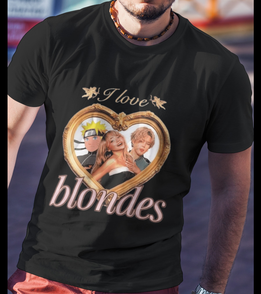 I Love Blondes Naruto Sabrina Carpenter Heart Frame T-Shirt