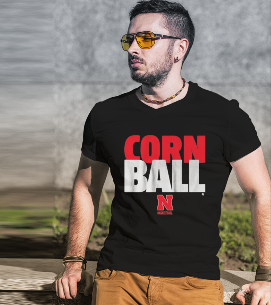 Nebraska Cornhuskers Corn Ball Basketball T-Shirt