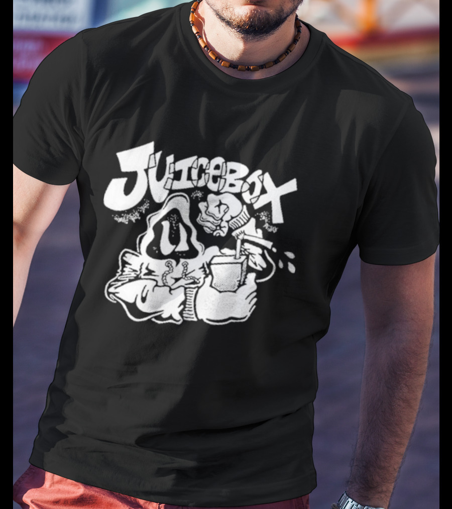 Juicebox Juice Crew Retro Cartoon Character With Drink And Fruit T-Shirt