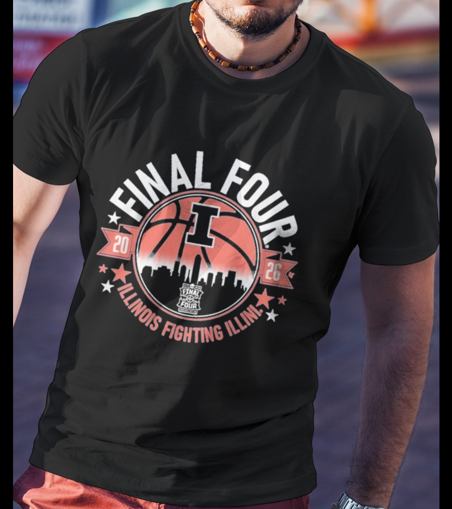 Final Four 2026 Illinois Fighting Illini Basketball Skyline T-Shirt