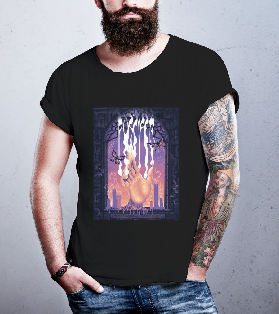 Puscifer Atlanta Georgia 2026 Concert With Hand Symbol And Butterflies At Coca Cola Roxy On March 28 2026 T-Shirt