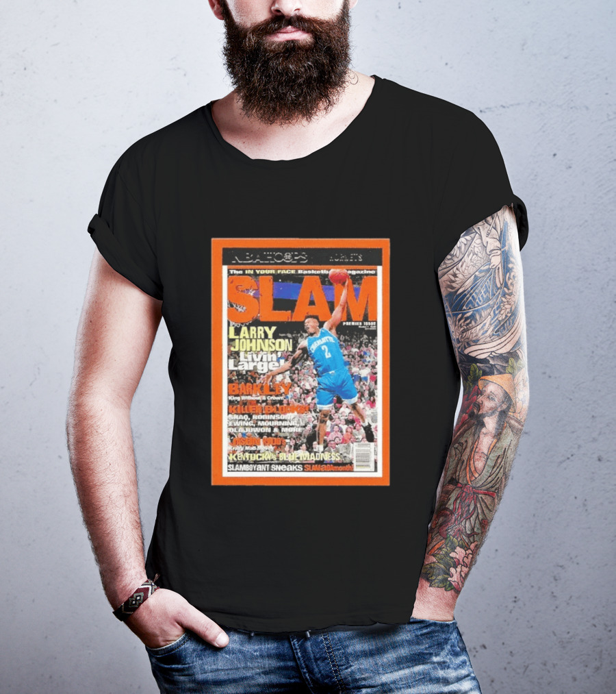 NBA Hoops Larry Johnson Livin Large Charlotte Hornets Slam Premier Issue 2021 22 Panini T-Shirt
