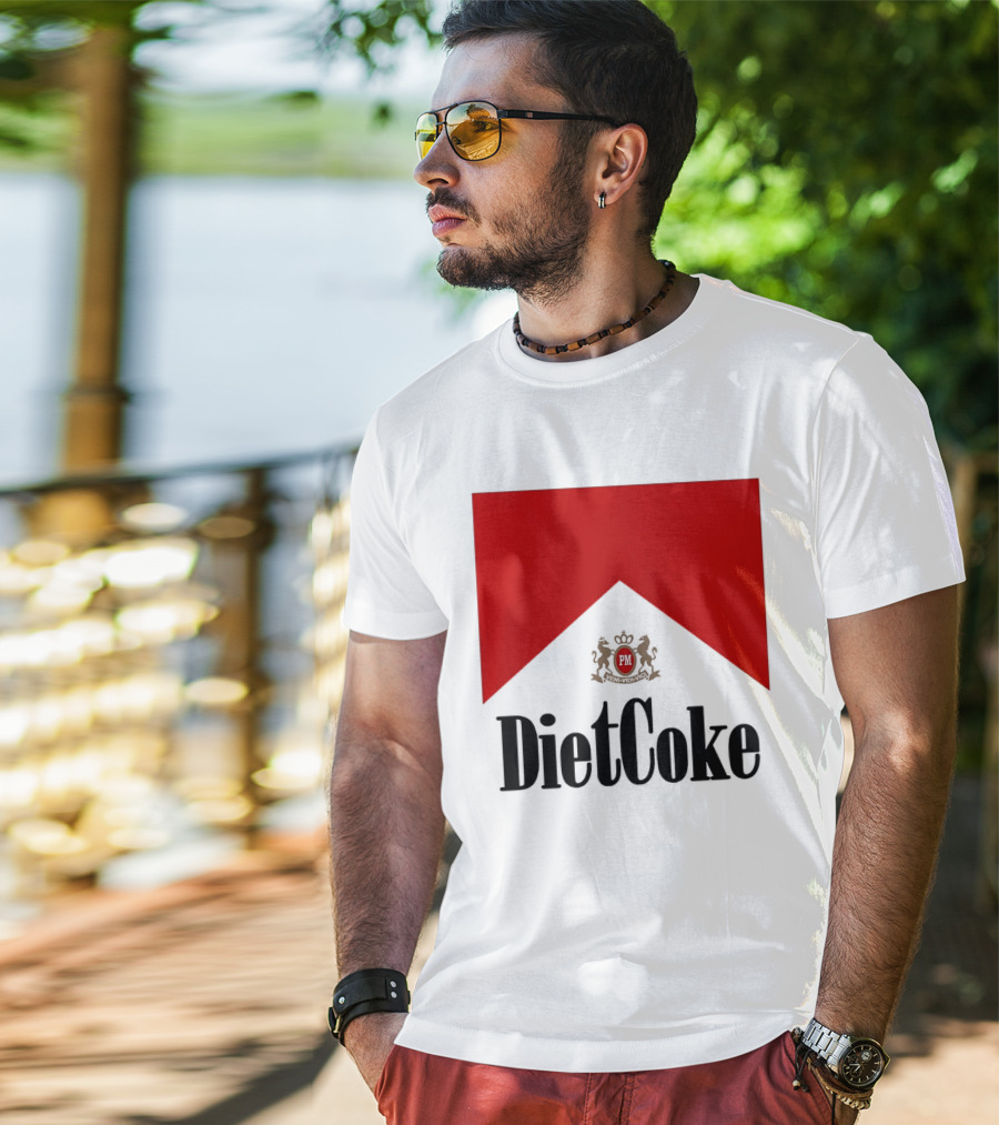 Diet Coke Marlboro Cigarettes Red V Shape PM Crest T-Shirt