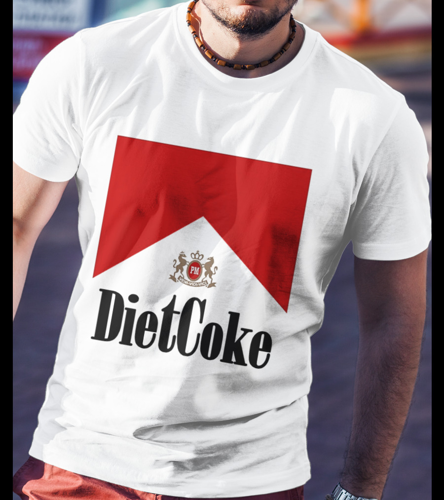 Diet Coke Marlboro Cigarettes Red V Shape PM Crest T-Shirt
