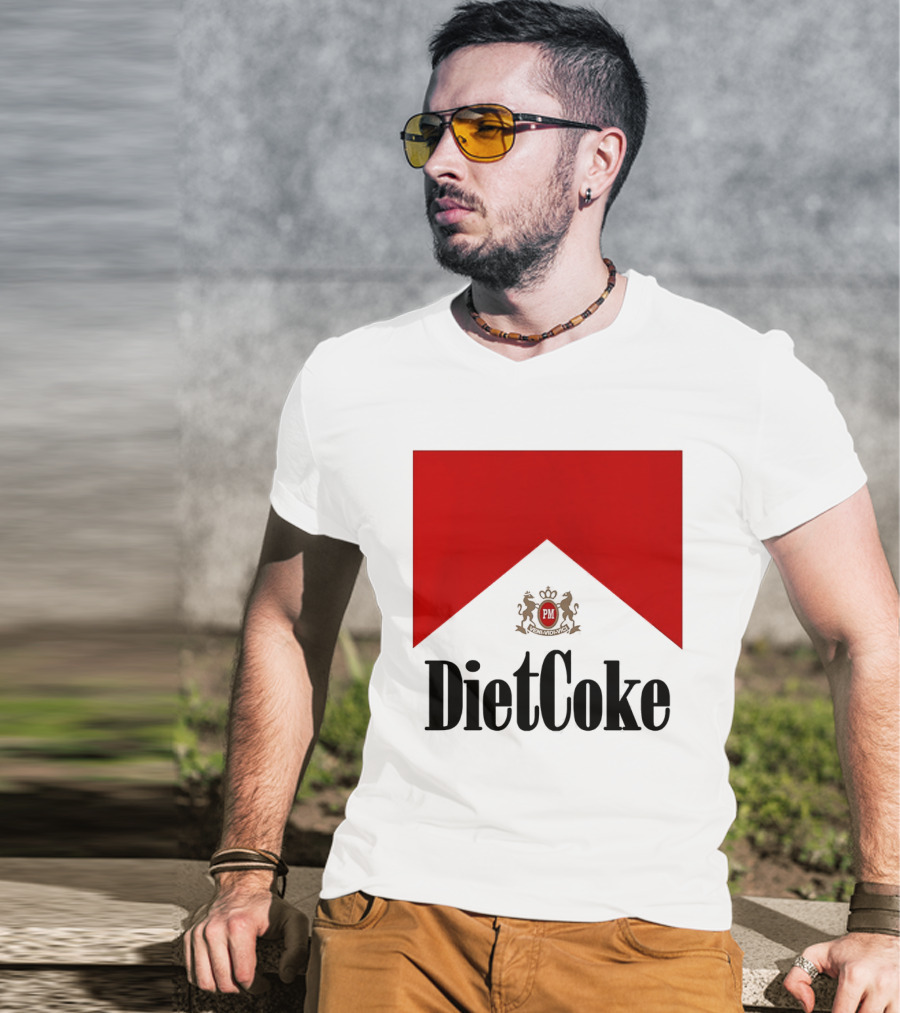 Diet Coke Marlboro Cigarettes Red V Shape PM Crest T-Shirt