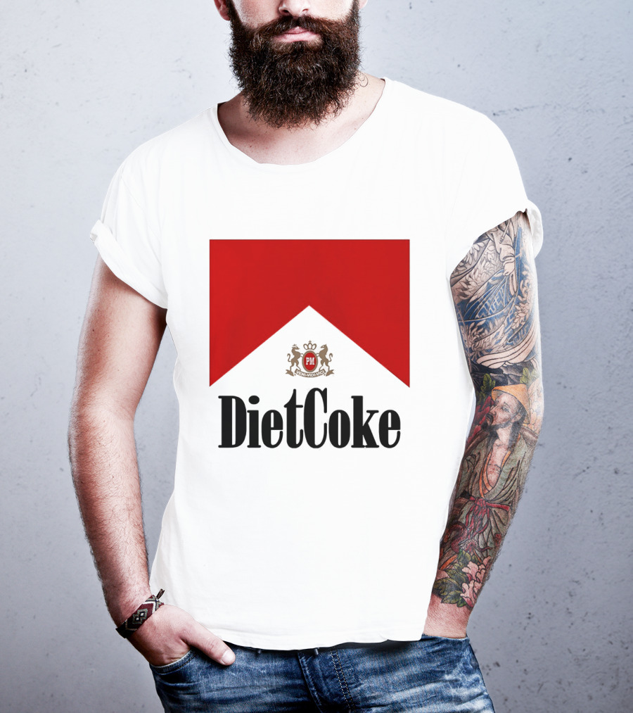 Diet Coke Marlboro Cigarettes Red V Shape PM Crest T-Shirt