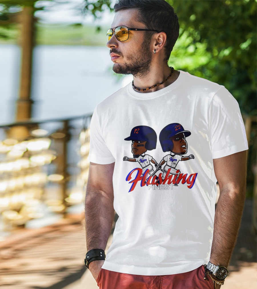 Juan Soto Vs Francisco Lindor Flushing Finest New York Mets Baseball Caricature T-Shirt