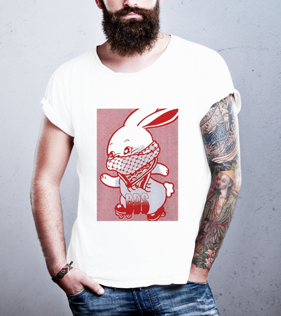 BDS Palestine Bunny With Keffiyeh And Roller Skates T-Shirt