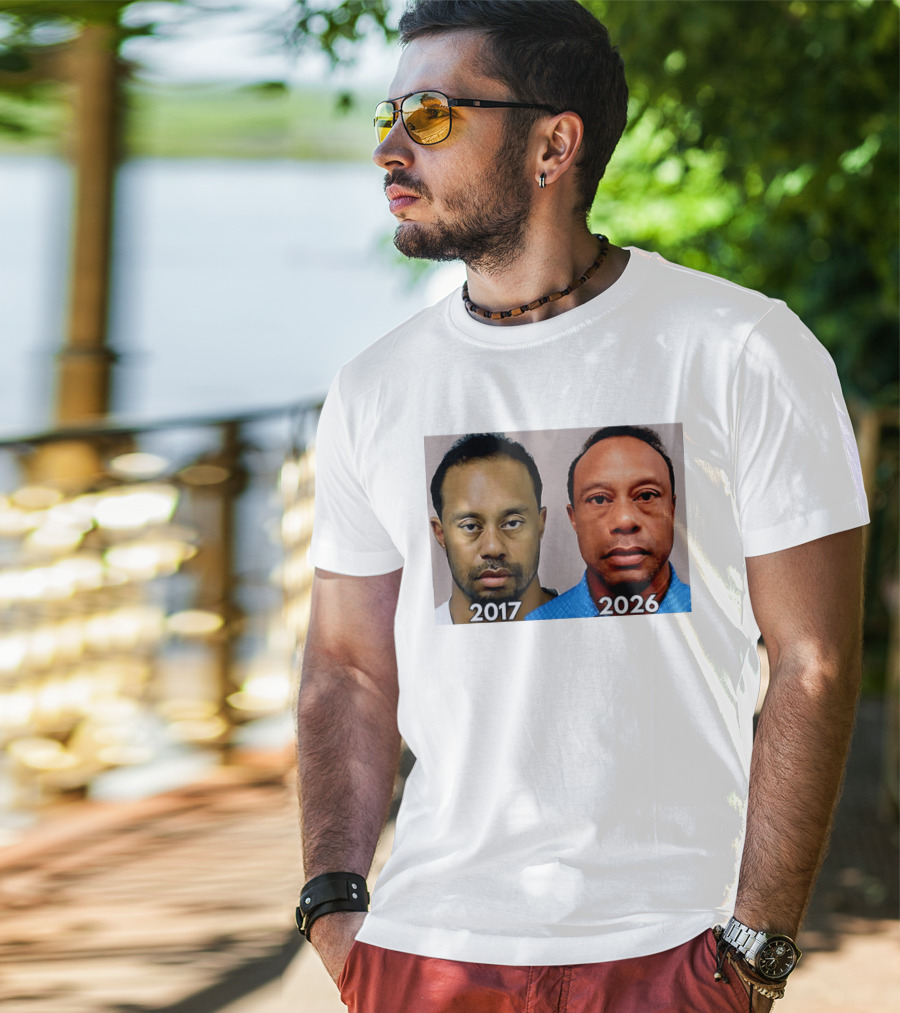 Tiger Woods Shot 2017 And 2026 Comparison T-Shirt