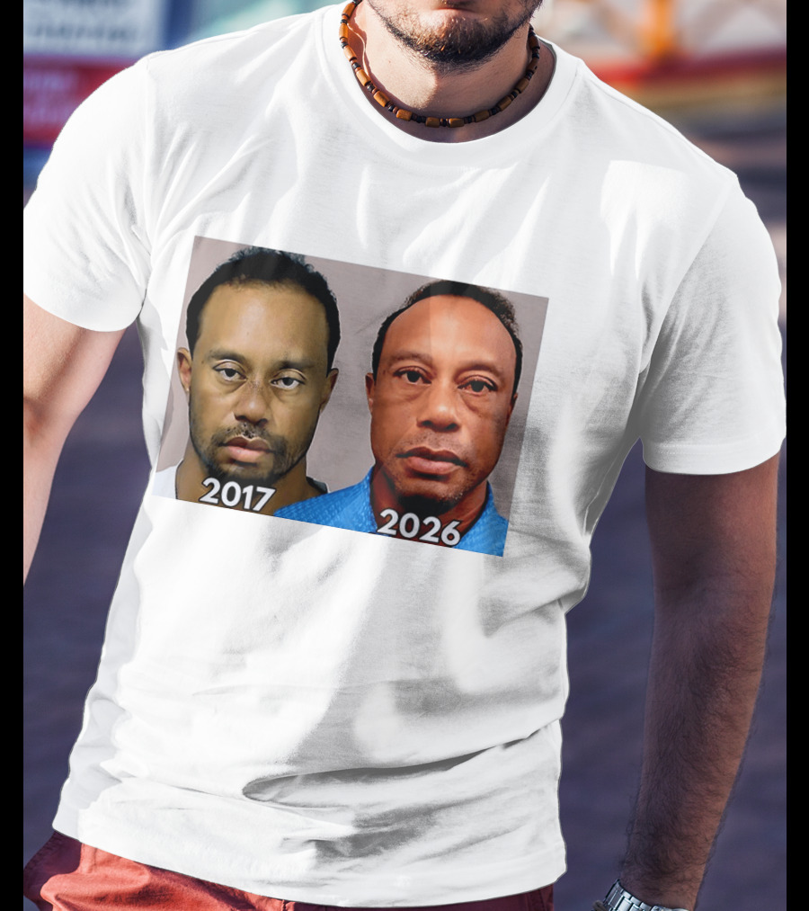 Tiger Woods Shot 2017 And 2026 Comparison T-Shirt