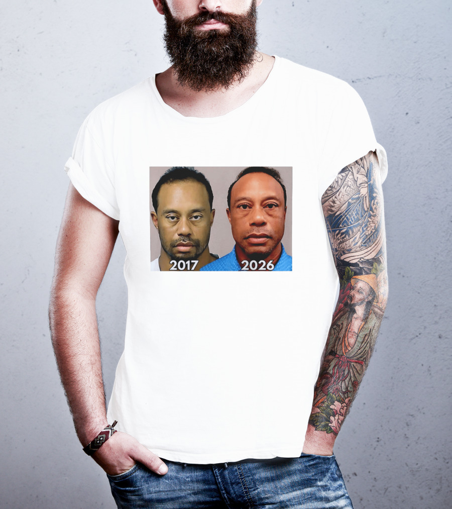 Tiger Woods Shot 2017 And 2026 Comparison T-Shirt